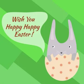 Happy Easter Greeting Card with Cute Little Rabbit Illustrazione stock