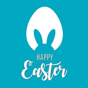 Happy Easter Greeting Card with Cute Bunny Rabbit Stock Illustration