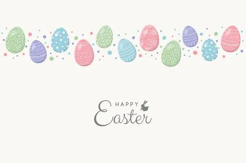 Happy Easter. Greeting card with decorative eggs on white background. Vector Stock Illustration