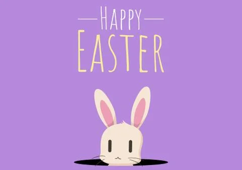Happy easter greeting card with easter bunny Stock Illustration