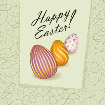 Happy Easter greeting card. Easter holiday egg retro background. 스톡 일러스트