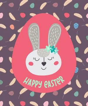 Happy Easter. Greeting card with Easter bunny Stock Illustration