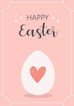 Happy Easter greeting card with Easter egg. Hand drawn vector illustration Stock Illustration