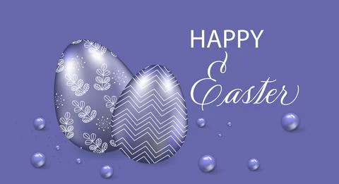 Happy Easter, greeting card. Easter background in purple, patterned Easter eg イラスト素材