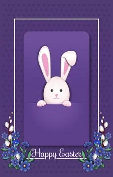 Happy Easter. Greeting card with easter bunny Stock Illustration