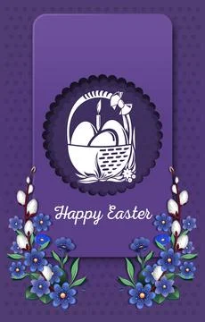 Happy Easter. Greeting card with easter eggs Stock Illustration
