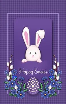 Happy Easter. Greeting card with easter bunny Stock Illustration