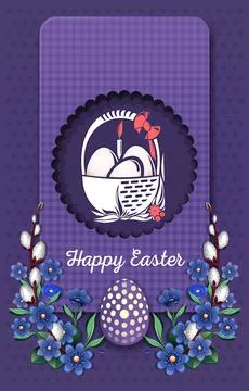 Happy Easter. Greeting card with easter eggs Stock Illustration