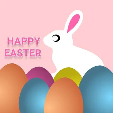 Happy Easter greeting card with easter eggs and bunny Illustrazione stock