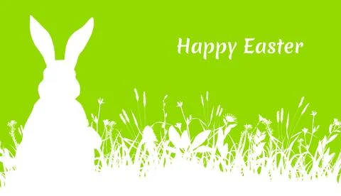 Happy Easter greeting card with Easter bunny Stock Illustration
