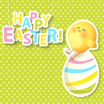 Happy Easter Greeting Card with egg and chicken. Stock Illustration