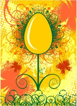 Happy Easter greeting card with egg Stock Illustration