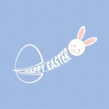 Happy Easter greeting card with egg and rabbit. Stock Illustration