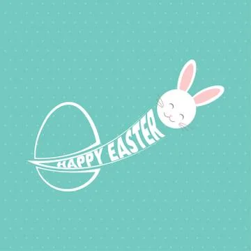 Happy Easter greeting card with egg and rabbit. Stock Illustration