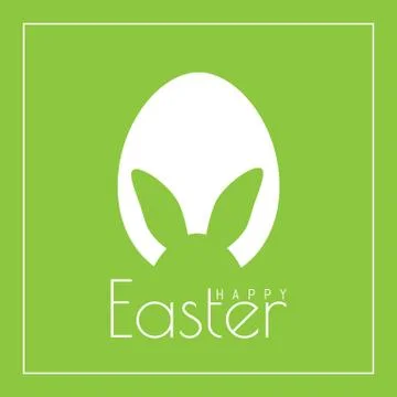 Happy Easter greeting card with egg and Easter Bunny in flat design. Vector i Stockillustratie