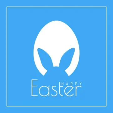 Happy Easter greeting card with egg and Easter Bunny in flat design. Vector i 스톡 일러스트