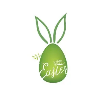 Happy Easter greeting card with egg and rabbit ears Stock Illustration
