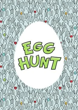 Happy Easter greeting card. Egg with happy easter inscription on bunny pattern Stock Illustration