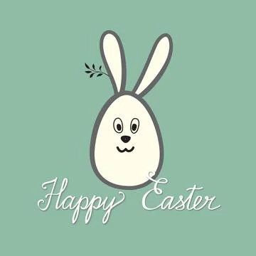 Happy Easter greeting card with egg, funny rabbit bunny ears. Spring holiday Stock Illustration