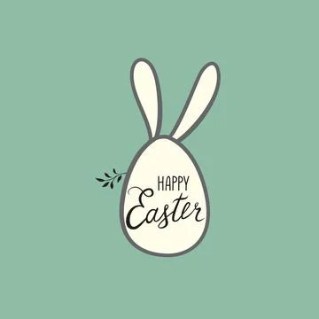 Happy Easter greeting card with egg, funny rabbit bunny ears. Spring holiday Illustrazione stock
