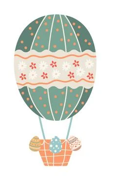 Happy Easter greeting card with egg in air balloon shape spring holiday Stock Illustration