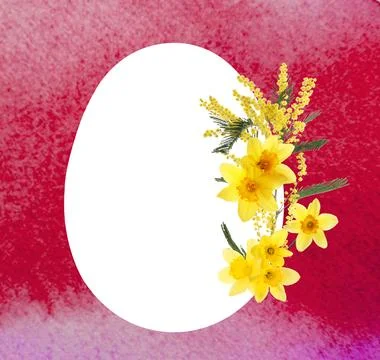 Happy Easter greeting card. Egg-shaped outline with beautiful spring flower.. Stock Photos