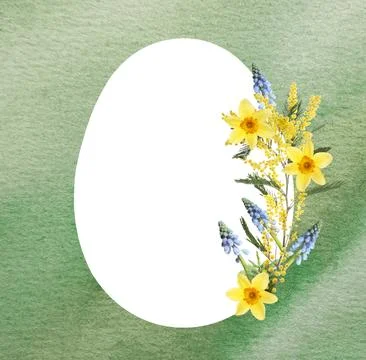 Happy Easter greeting card. Egg-shaped outline with beautiful spring flower.. Stock Photos