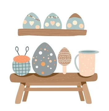 Happy Easter greeting card with eggs in pastel colors spring holiday celebration Stock Illustration