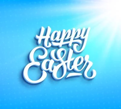 Happy Easter greeting card with hand lettering Stock Illustration