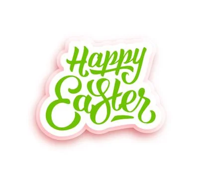 Happy Easter greeting card with hand lettering Stock Illustration