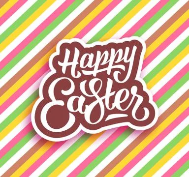 Happy Easter greeting card with hand lettering Stock Illustration