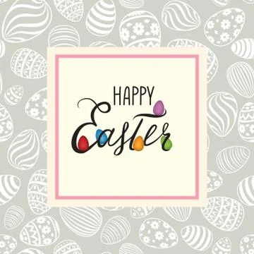 Happy Easter greeting card. Holiday bakground with Easter eggs 스톡 일러스트