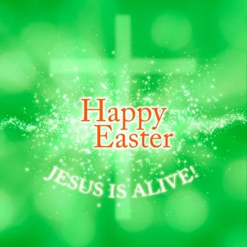 Happy Easter greeting card Jesus is alive Stock Illustration
