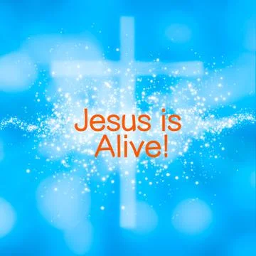Happy Easter greeting card Jesus alive Stock Illustration