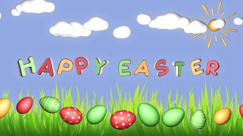 Happy Easter, greeting card, loop animation 3D Stock Footage 171928136