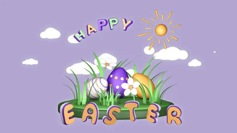 Happy Easter greeting card, loop animation 3D Stock Footage 172056554