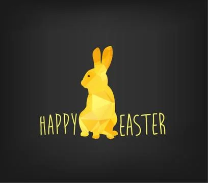 Happy Easter greeting card in low poly triangle style. Flat design polygon .. Stock Illustration