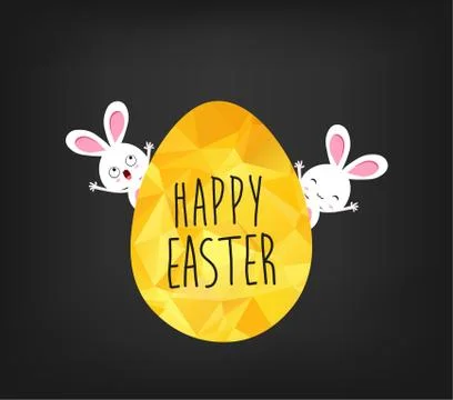 Happy Easter greeting card in low poly triangle style. Flat design polygon .. Illustrazione stock