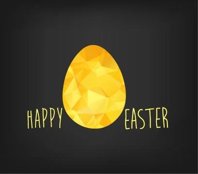 Happy Easter greeting card in low poly triangle style. Flat design polygon .. Stock Illustration