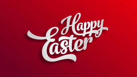 Happy easter greeting card made with big white 3d classical typography over a Stock Footage 129323634