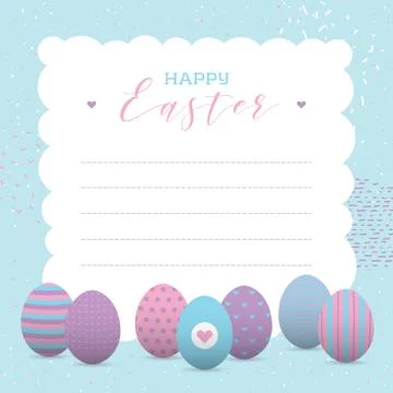 Happy easter greeting card with painted eggs Stock-Illustration