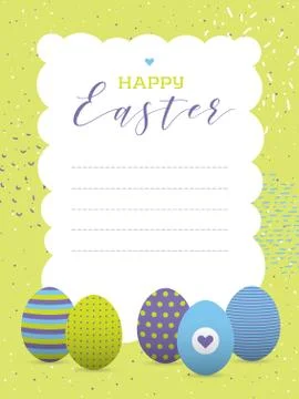 Happy easter greeting card with painted eggs 库存插图