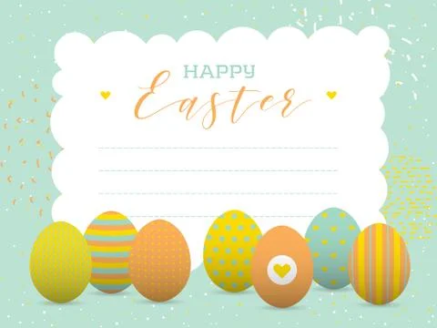 Happy easter greeting card with painted eggs Stock Illustration
