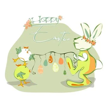 Happy Easter greeting card in pastel colors Stock Illustration