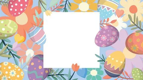 Happy Easter greeting card, poster, cover or banner hand drawn style horizo.. Stock Illustration