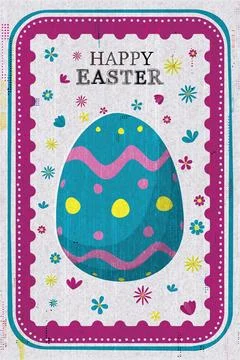 Happy Easter greeting card, poster, label or banner hand drawn illustrated .. Stock Illustration