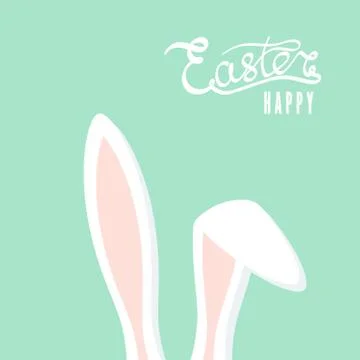 Happy Easter greeting card with rabbit ears. Easter Bunny. Vector illustratio Stock Illustration