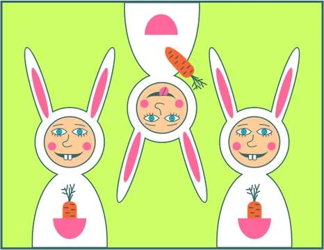 Happy Easter greeting card with rabbit boy Stock Illustration