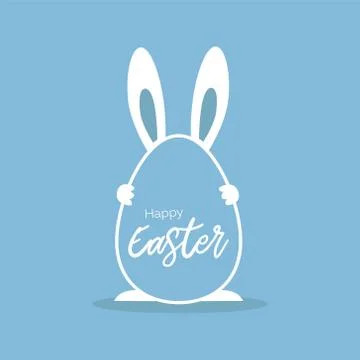 Happy Easter greeting card with rabbit holding egg. Easter Bunny. Colorful mi イラスト素材