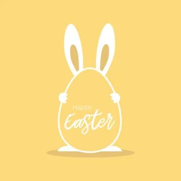 Happy Easter greeting card with rabbit holding egg. Easter Bunny. Colorful mi イラスト素材